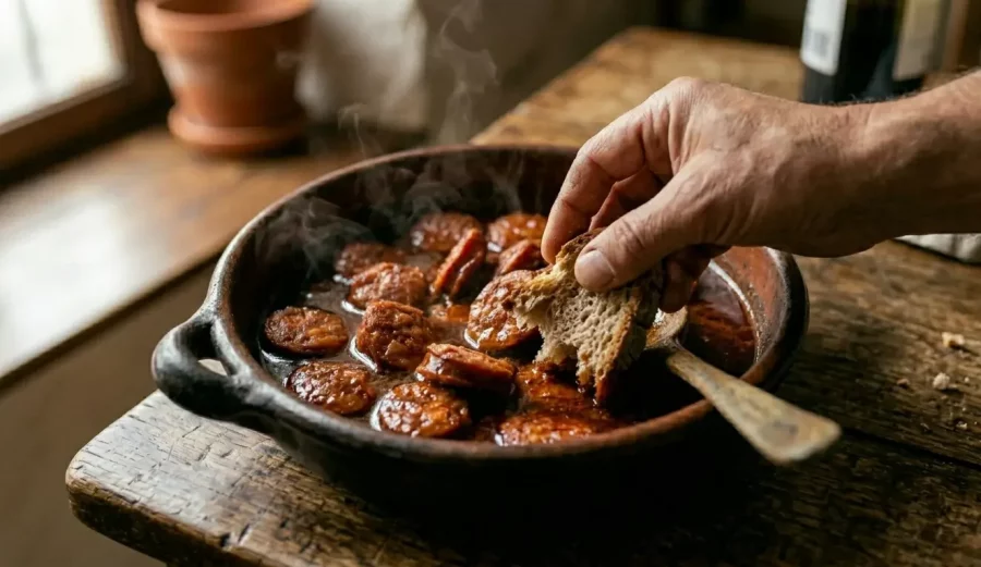 Chorizo al Vino mit Brot zum Tunken – spanische Tapa selber machen